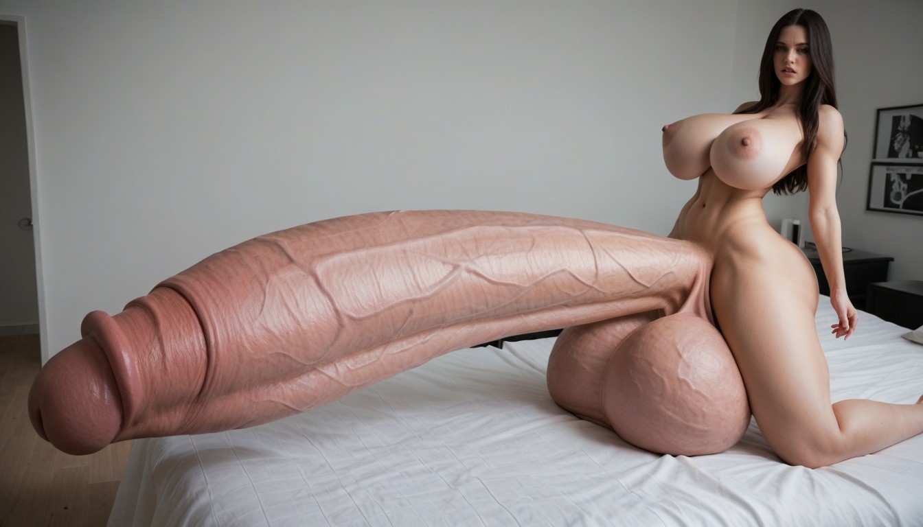 Hyper Gigantic Glans, Nude Hyper Futanari With Hyper Gigantic Penis, Embarrassed Shemale AI Porn