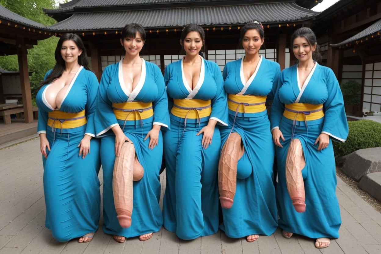 Every Woman Have A Huge Cock, Random Hair Colors, Colk Bulging Under Clothes Shemale AI Porn