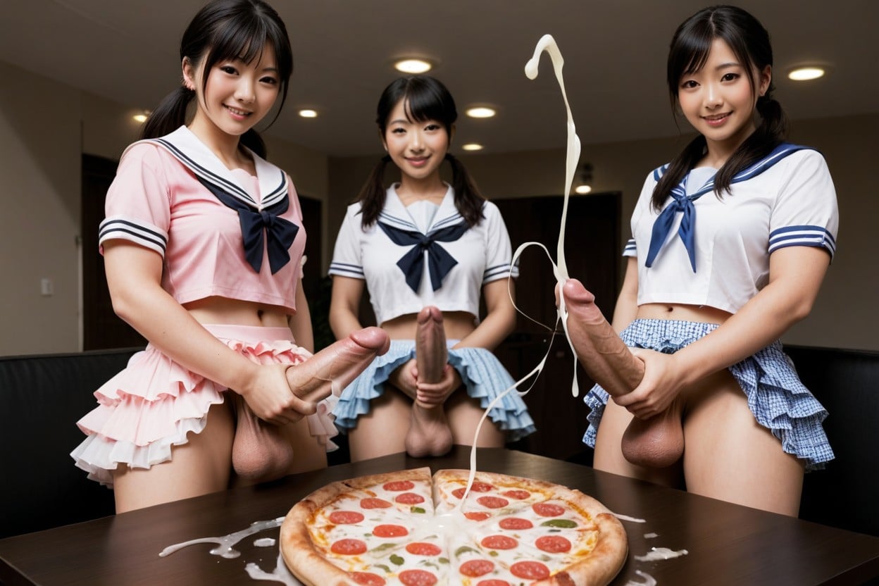 Japanese, Smile, Lower Twin Tails Shemale AI Porn