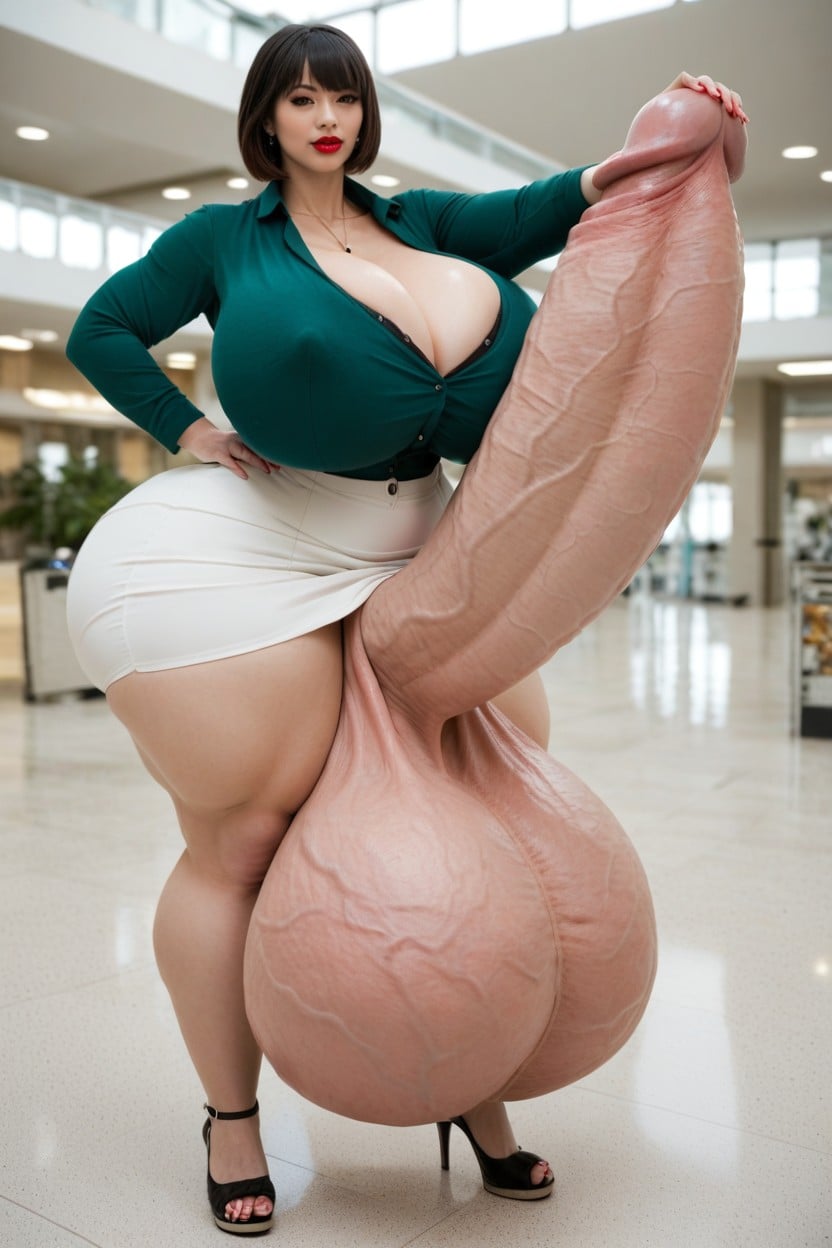 Crotch, Thick Thighs, Most Exaggerated Gigantic Oversized Penis Shemale AI Porn
