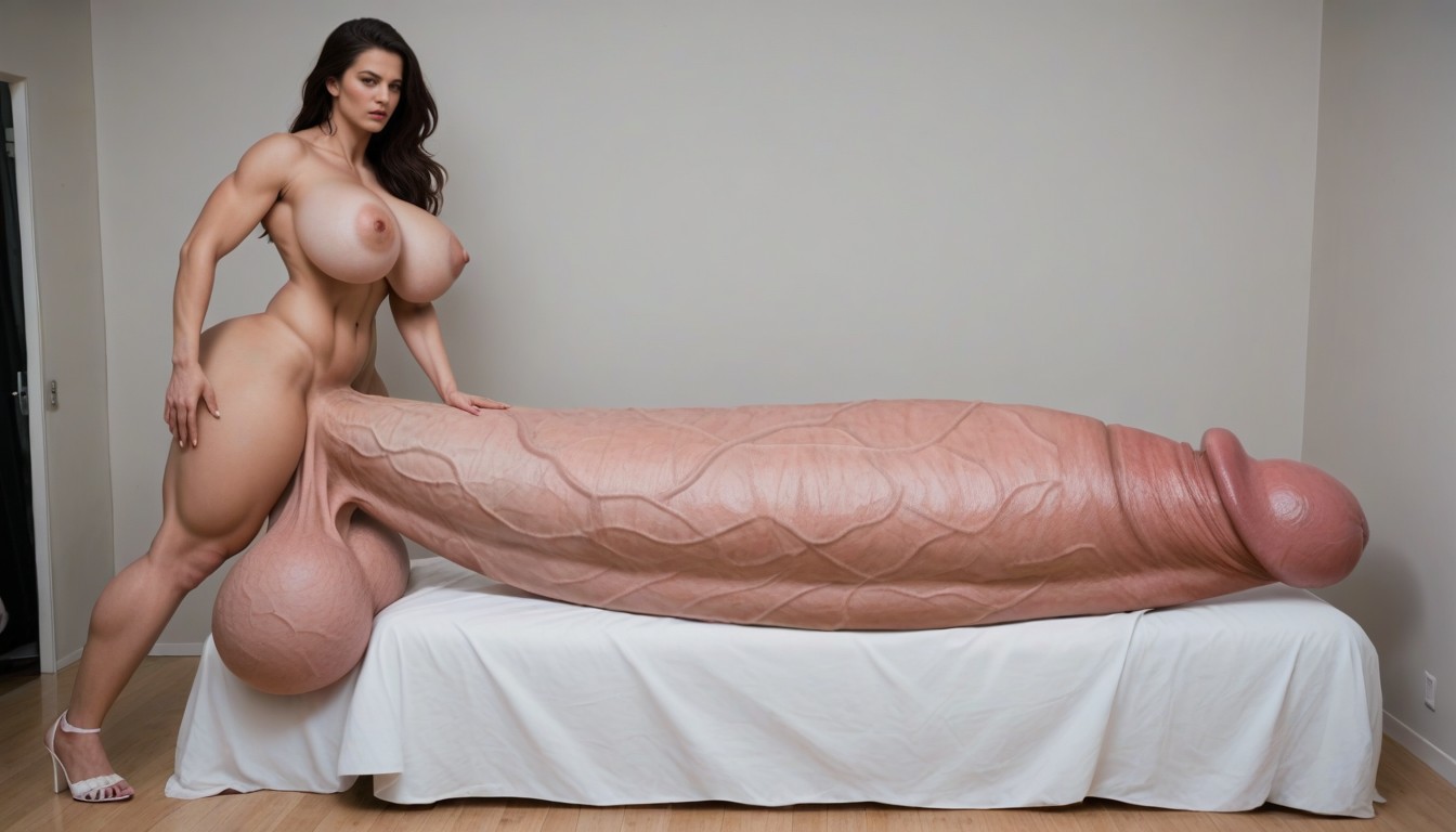 Impossibly Gigantic Girthy Penis, Impossibly Long Hyper Penis, Hyper Gigantic Penis Shemale AI Porn