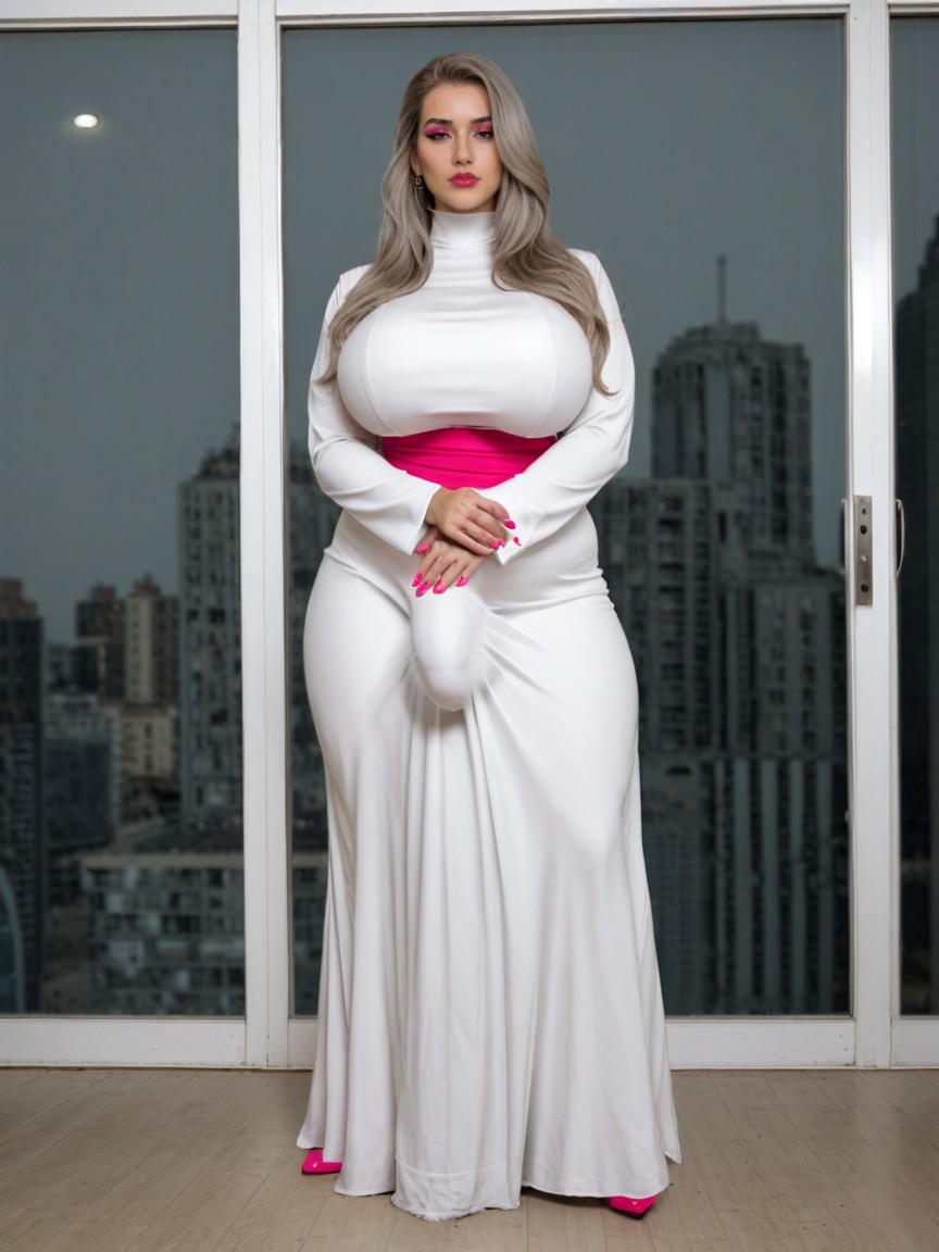 Large Ass, Cock Hidden Under Clothes, Pink Eyeshadow Shemale AI Porn