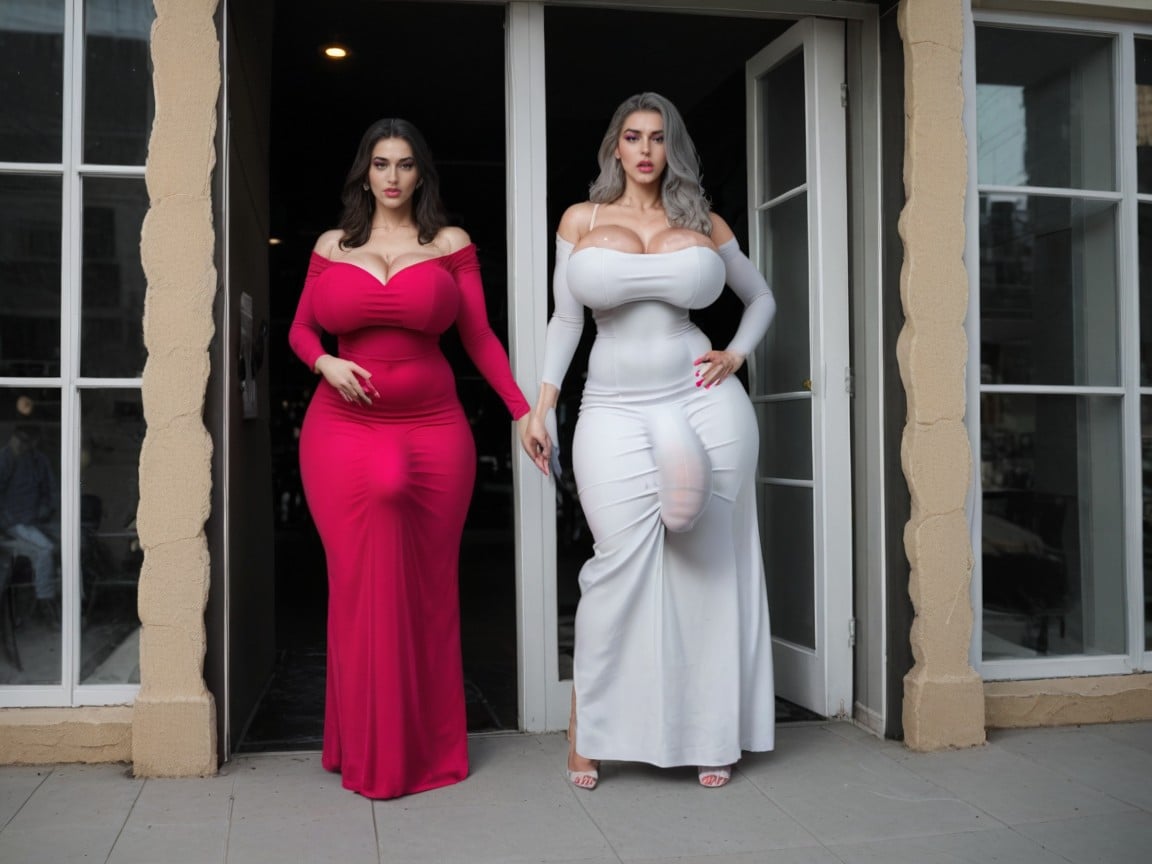 Closed Very Long Skirt, Oversized Round Ass, Pink Nailpolish Shemale AI Porn