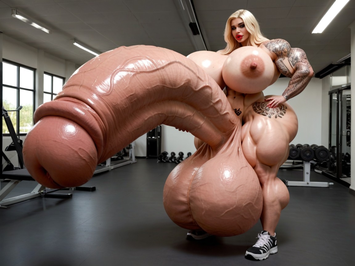 Hyper Oversized Enormous Wides Penis, Hyper Penis Growth, Hyper Gigantic Balls Shemale AI Porn