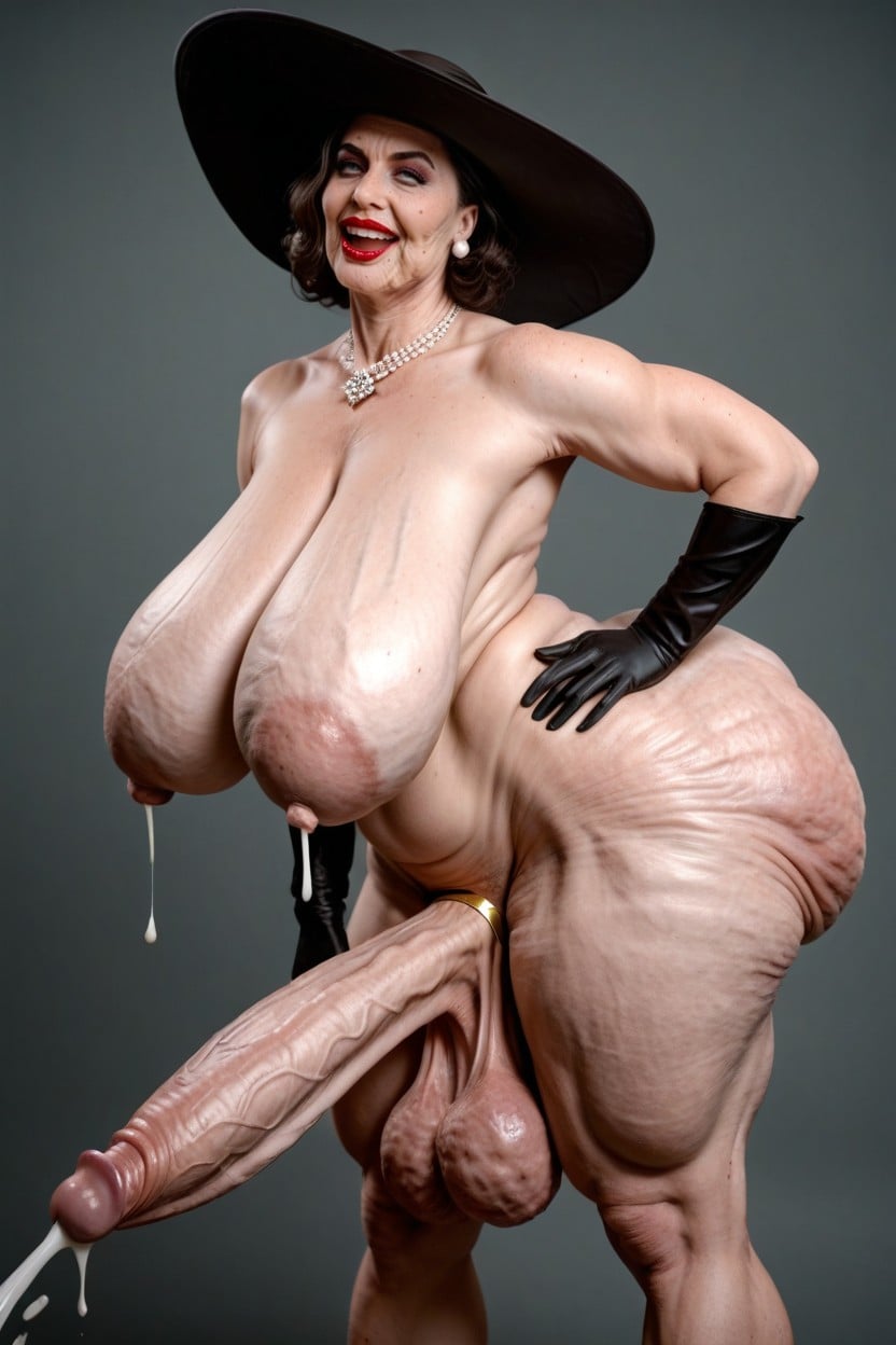Flabby Wrinkly Arms, Wrinkles On Belly, Standing Upright Shemale AI Porn
