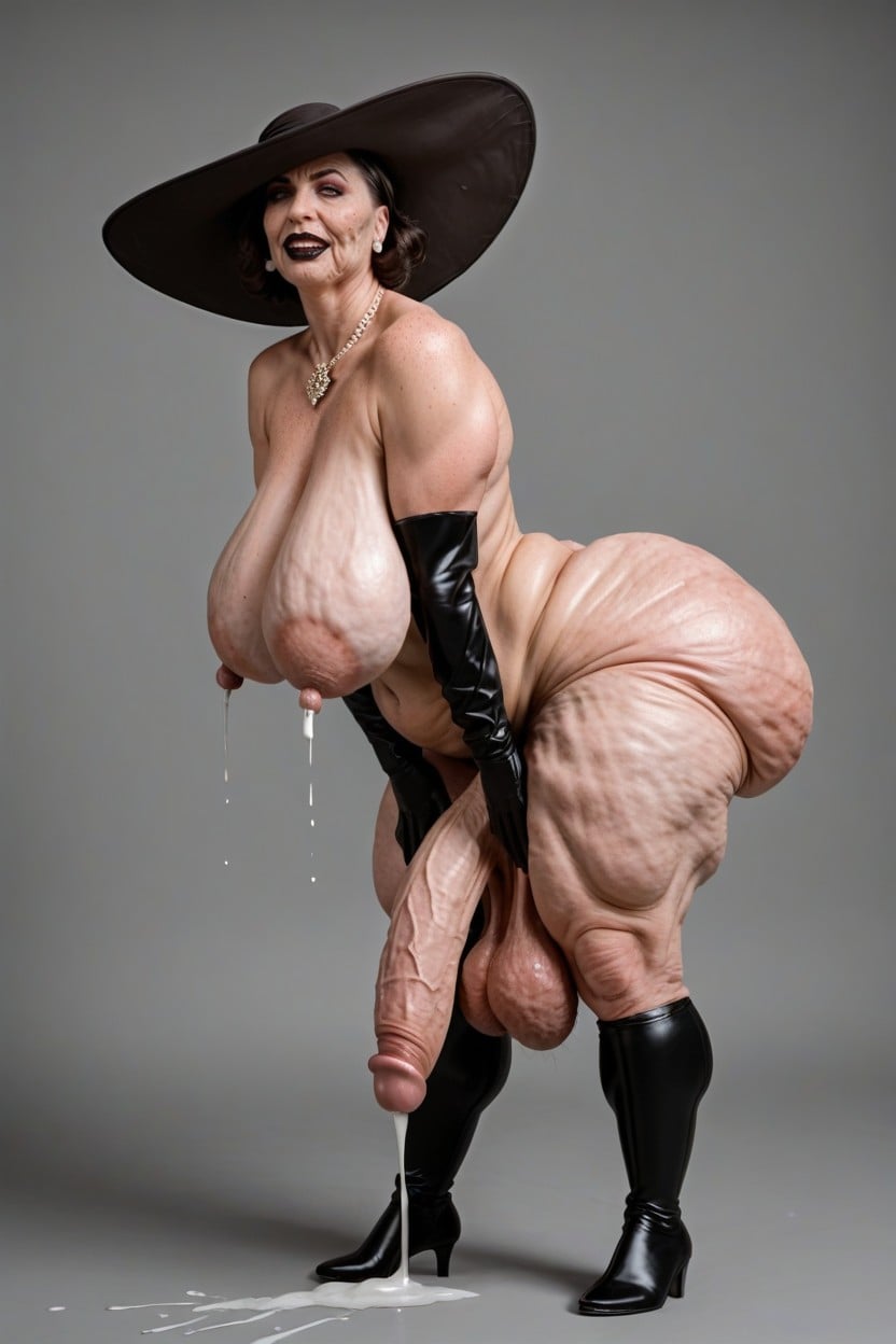 Wrinkles On Thighs, Thick Lumpy Breast Milk, Side View Shemale AI Porn