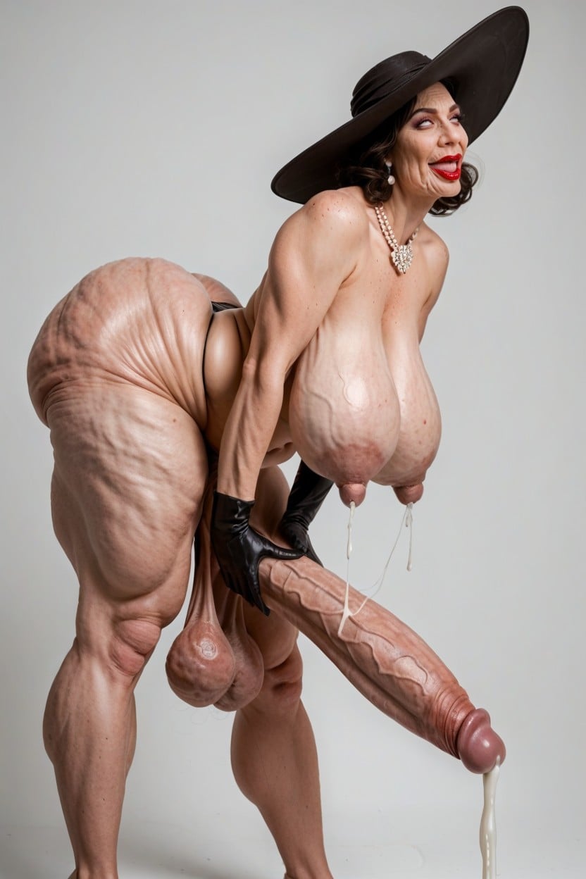 Flabby Wrinkly Arms, Side View, Thick Lumpy Breast Milk Shemale AI Porn