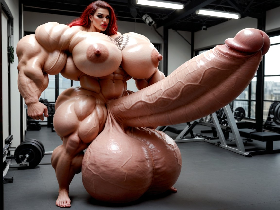Hyper Balls Growth, Nude Hyper Futanari With Hyper Gigantic Penis, Pene Más Grande Que El Cuerpo Porno shemale IA
