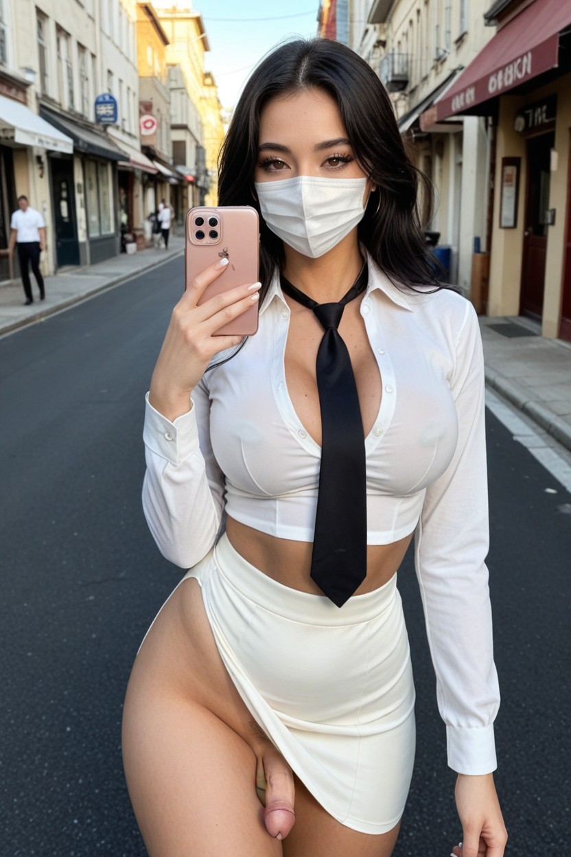 Futanari, Red Lips, Full Body Shot Shemale AI Porn