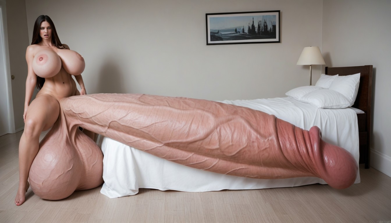 Penis Is Just Way Too Gigantic, Nude Hyper Futanari With Hyper Gigantic Penis, Impossibly Long Hyper Penis Shemale AI Porn