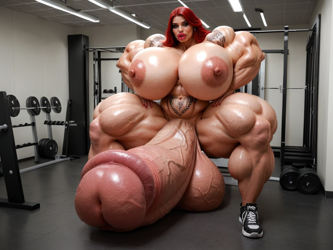 Hyper Oversized Muscle, Balls Are Just Too Gigantic, Hyper Oversized Enormous Girthy Penis Shemale AI Porn