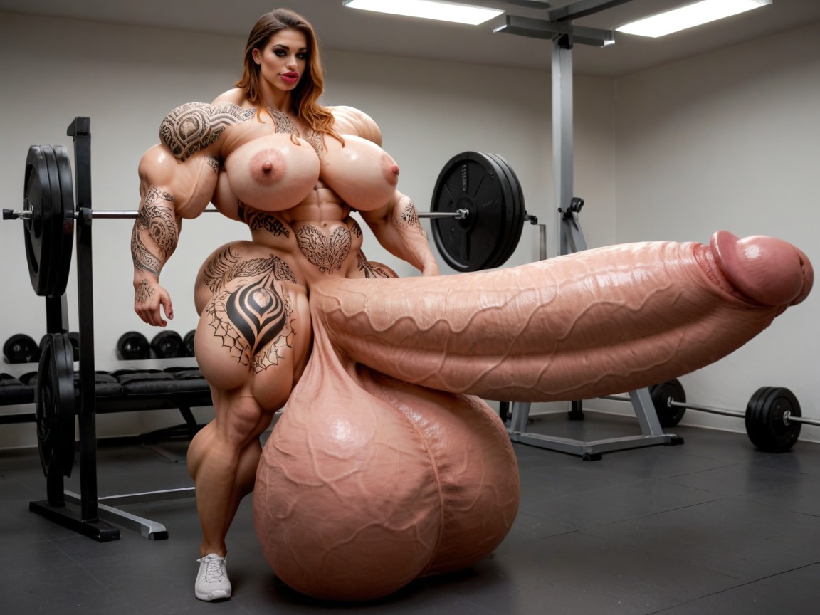 Hyper Oversized Enormous Girthy Penis, Balls Are Just Too Gigantic, Hyper Bimbo Travesti IA Pornô