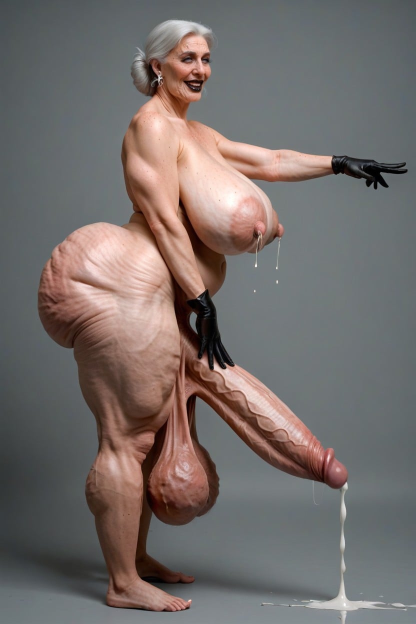 Black Latex Gloves, Extremely Low Hanging Balls, Saggy Ass 人妖AI色情