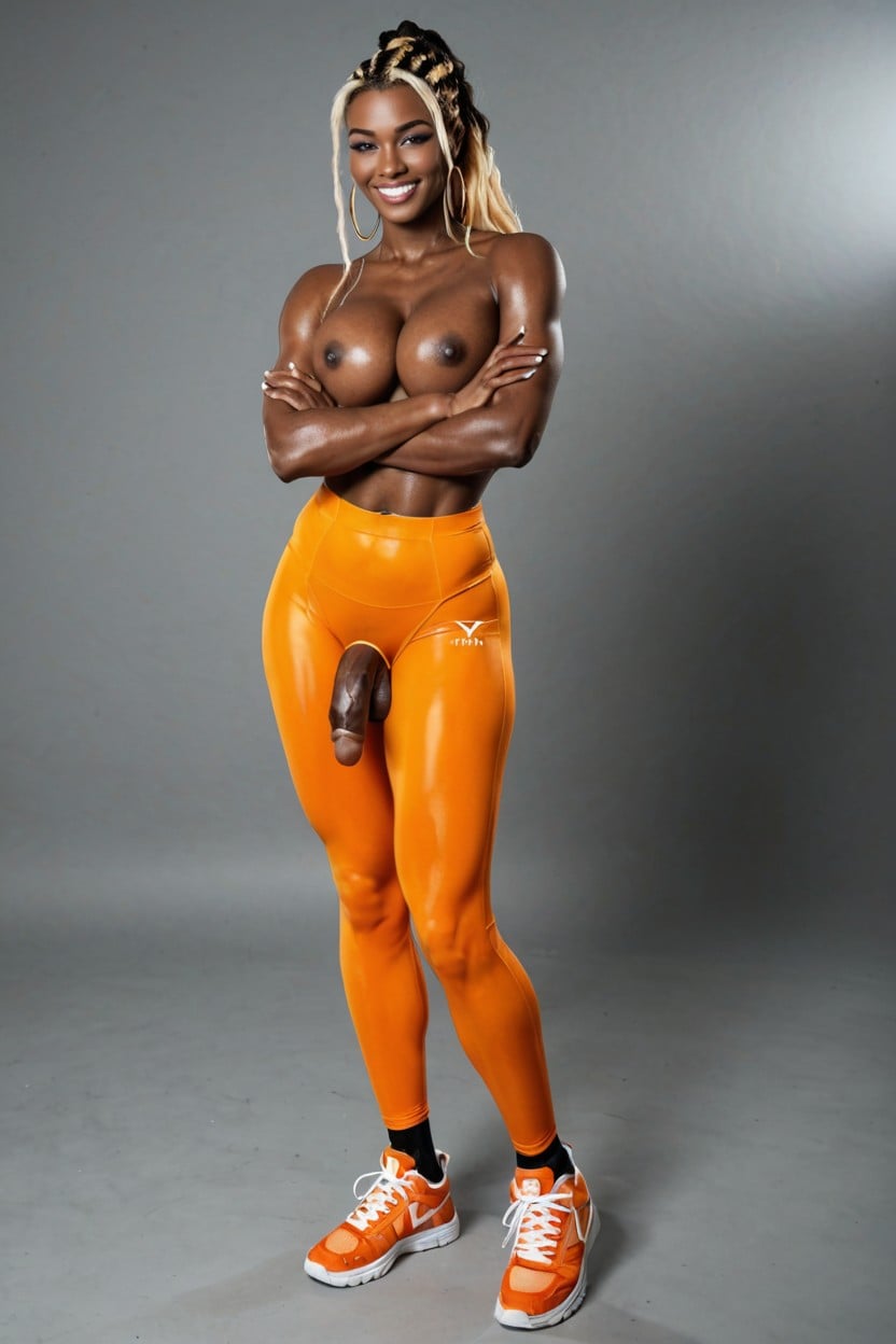 Person, Flaccid Giant Cock Dropping Below Knees, Full Body Shemale AI Porn