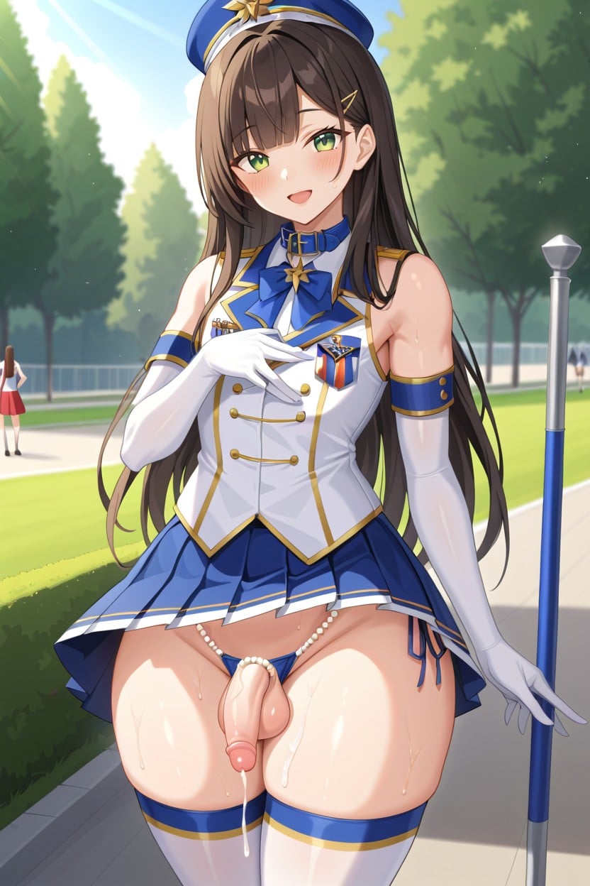 White Long Boots With Gold Line Edge, Detailed Face, Japanese Shemale AI Porn