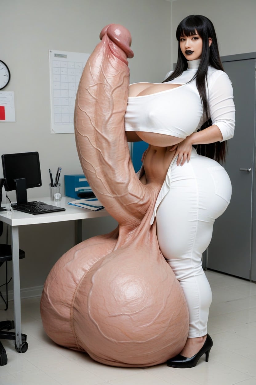 Hyper Long Penis, Hyper Gigantic Veiny Penis, Hyper Gigantic Testicles Shemale AI Porn