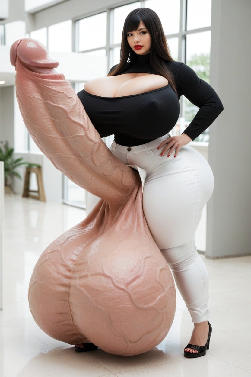 Hyper Gigantic Veiny Penis, Standing, Crotch 쉬메일 AI 포르노