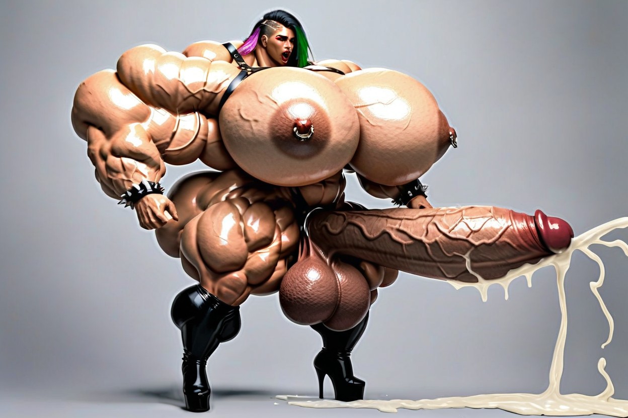 Gigantic Muscular Biceps, Hyper Veiny Abs, Massive Cumshot Porno IA transsexuelle