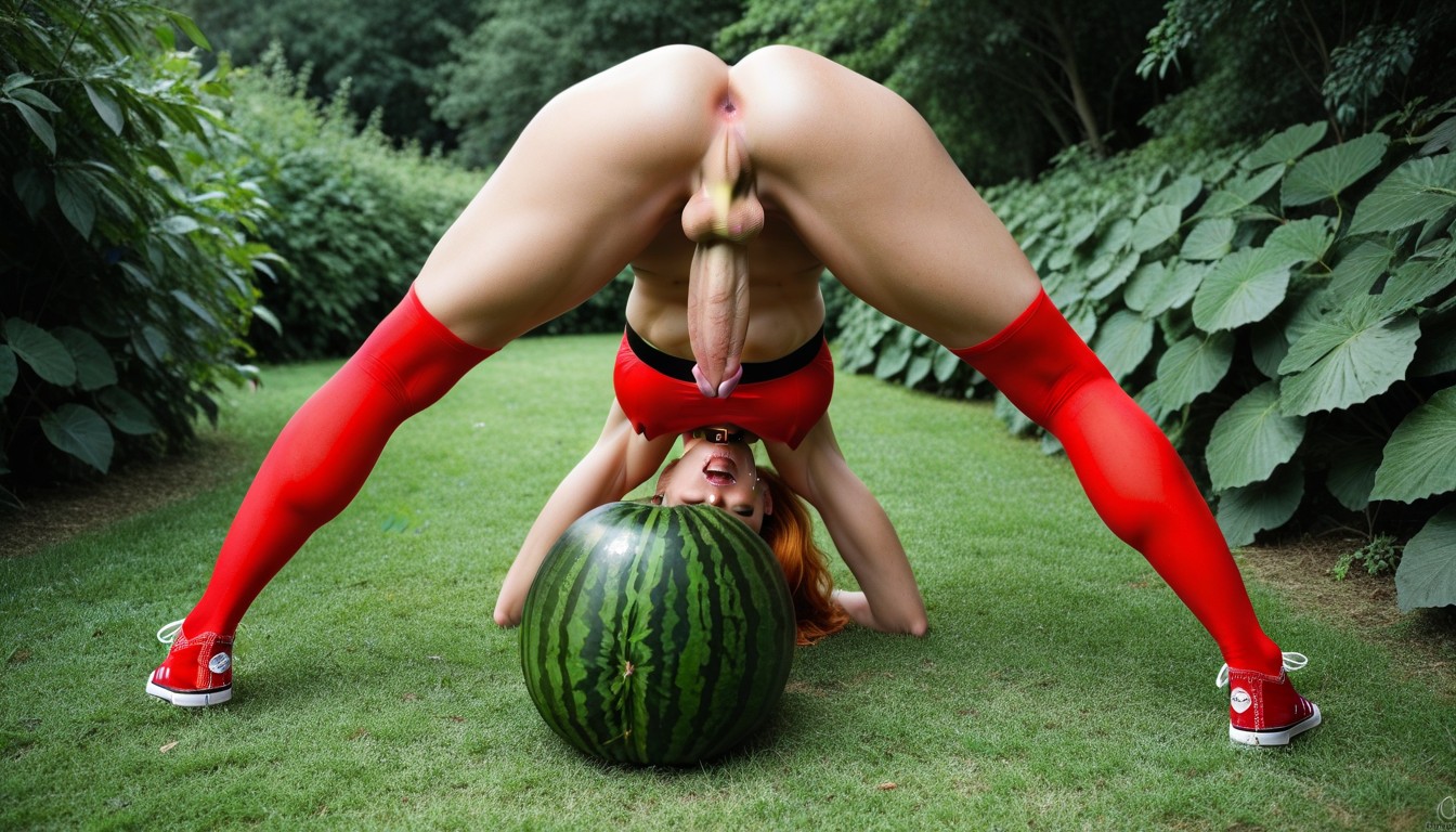 Cosplay, Pechos Caídos Gigantes, Pushing Cock Into A Watermelon Porno shemale IA