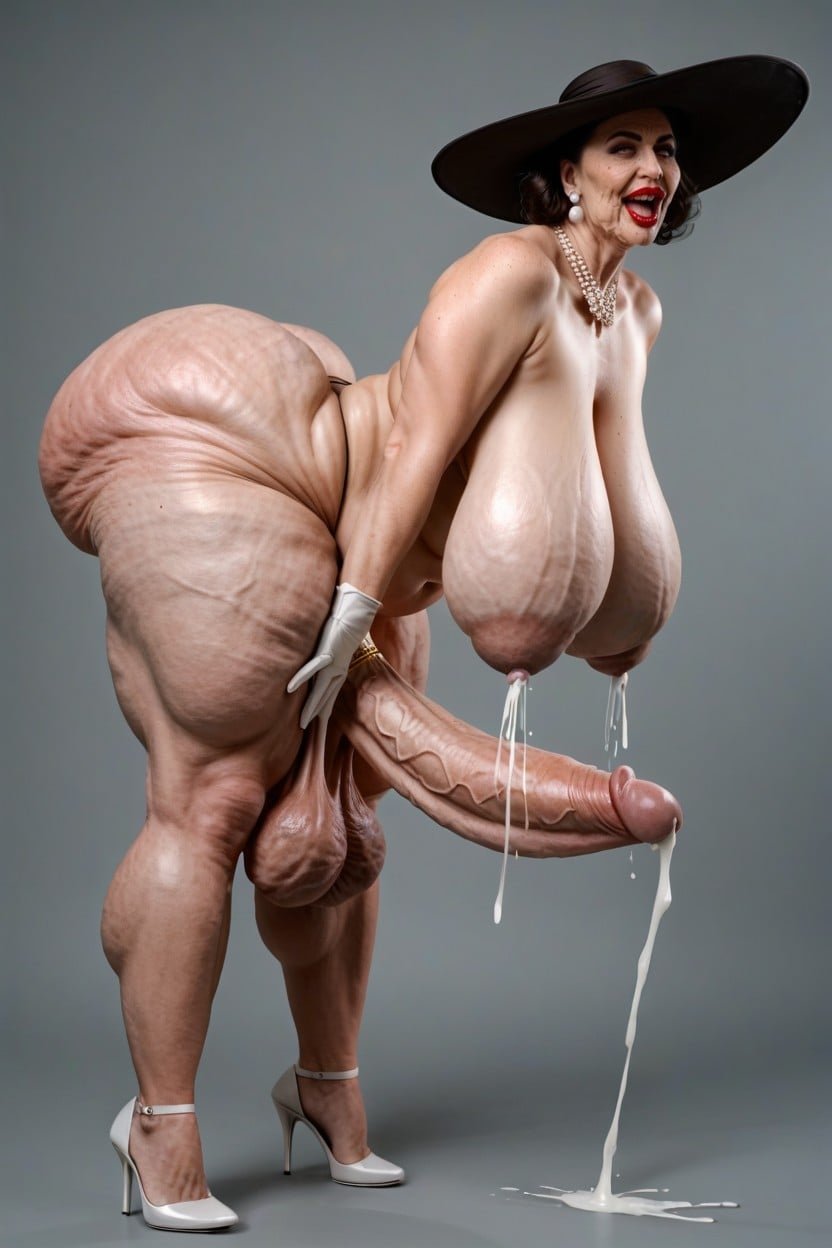 Swollen Areola, Peito Natural, Saggy Breasts Travesti IA Pornô