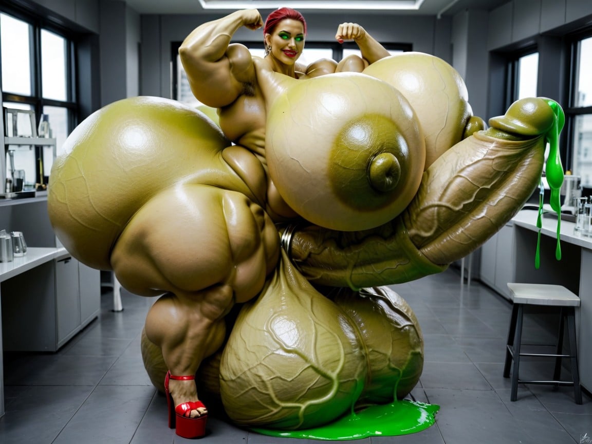 Ass Bigger Than Torso, Most Exaggerated Gigantic Oversized Penis, Colossal Breast Shemale AI Porn