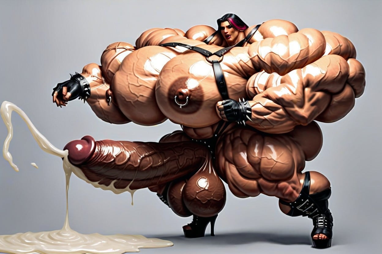 Hyper Gigantic Massive Muscles Woman, Gigantic, Extremely Muscular Shemale AI Porn