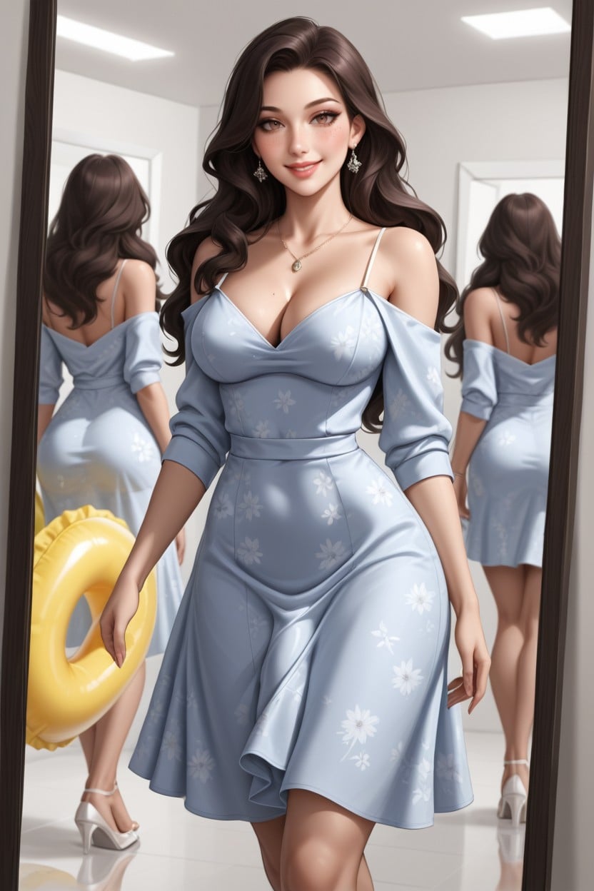 Camera From Behind, Ass Visible, Floaty Dress 쉬메일 AI 포르노