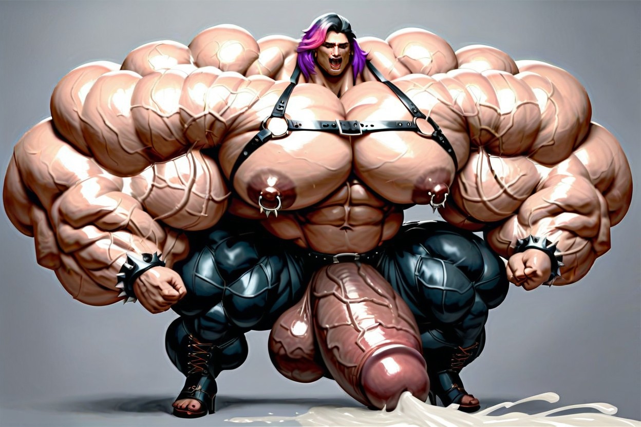 Hair With Multicolored Highlights, Flexing One Arm, Massive Cumshot Porno IA transsexuelle