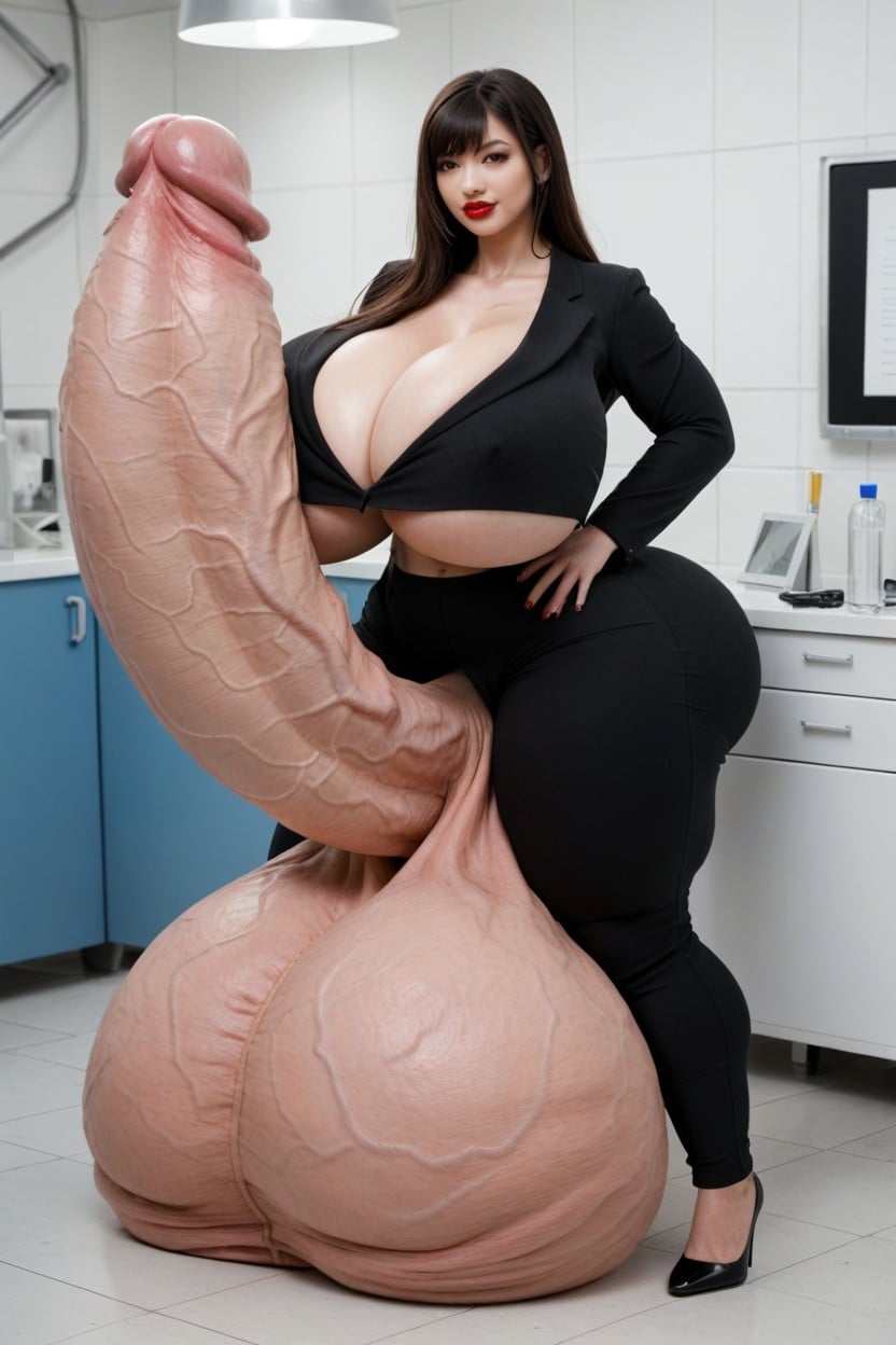 Hyper Gigantic Testicles, Hyper Gigantic Testicles, Most Exaggerated Gigantic Oversized Penis Porno IA transsexuelle