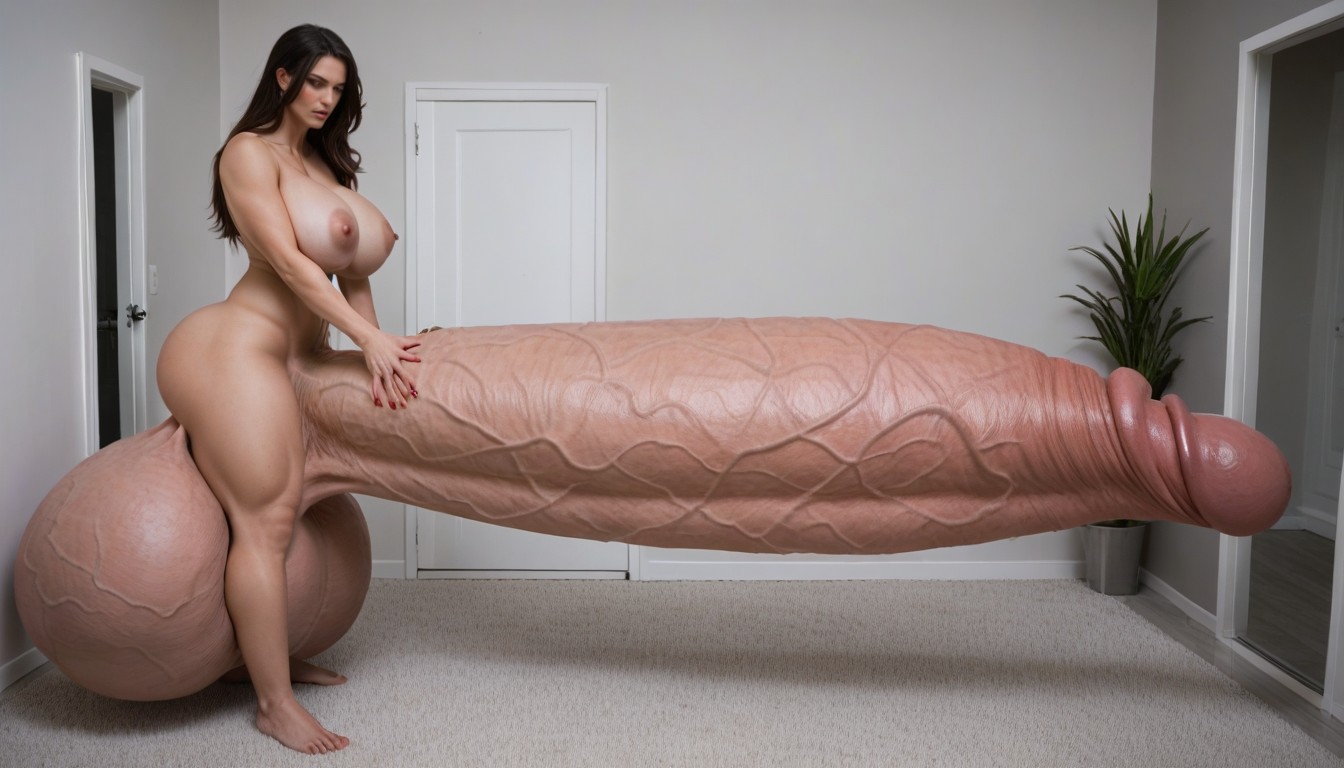 Hyper Supersized Penis, Super Model, Gigantic Hyper Macro Penis Travesti IA Pornô