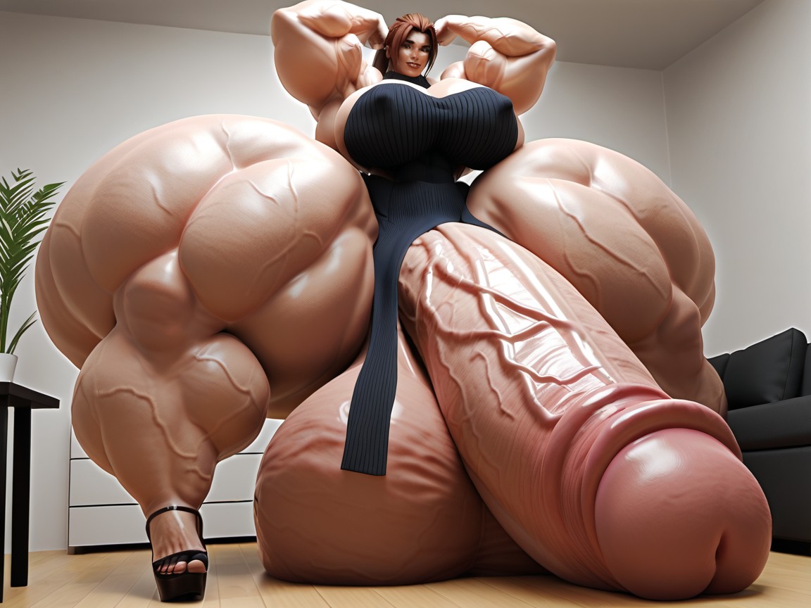 Gigantic Muscles Hyper Massive Muscles, D Render, Hyper Gigantic Veiny Penis 人妖AI黃片