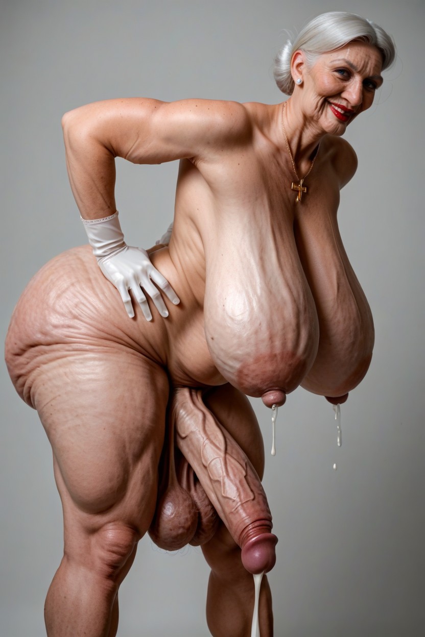 Front View, Thick Lumpy Breast Milk, Wrinkled Face Porno IA transsexuelle