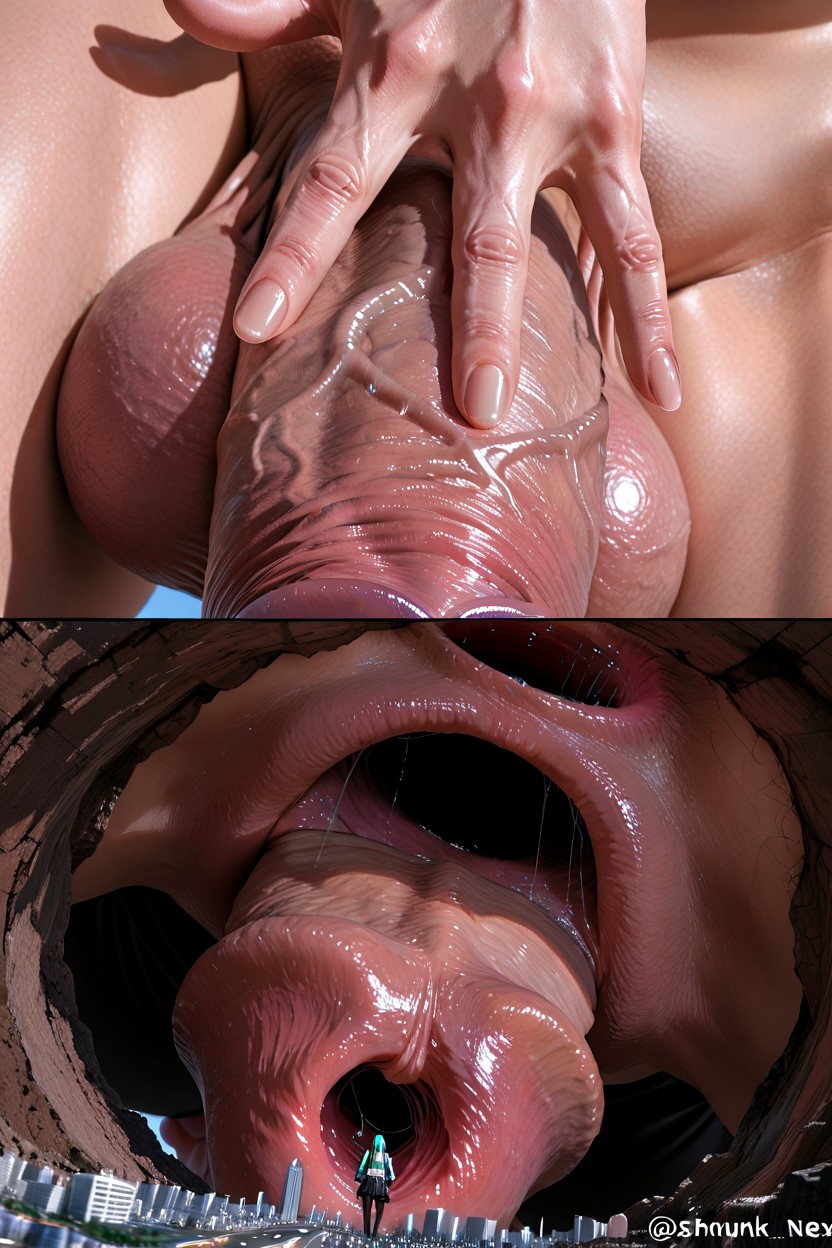 Futanari Opening Her Penis Hole With Fingers, Huge Heavy Balls, Penis Closeup; Porno IA transsexuelle