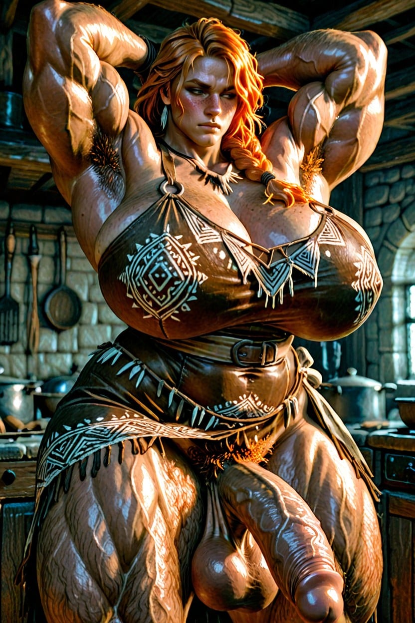 Poils Des Aisselles, Gigantic Trapezius, Extremely Sweaty Porno IA transsexuelle