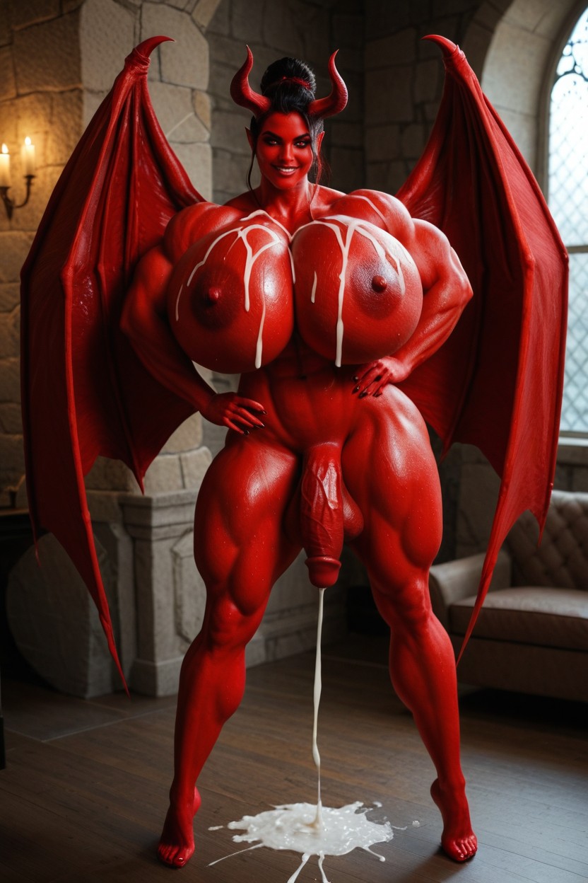 Äußerst Muskulös, Devil, Hyper Large Muscles Transfrau KI-Porno