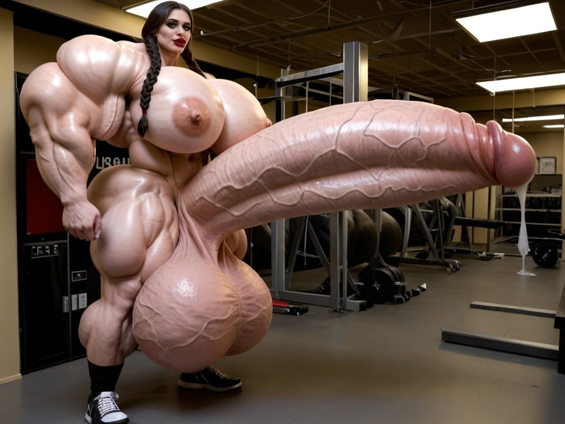 Petite Poitrine, Pénis Plus Grand Que Le Corps, Hyper Absurdly Oversized Muscle Porno IA transsexuelle