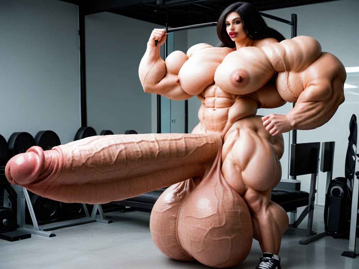 Balls Are Just Too Gigantic, Hyper Gigantic Massive Biceps, Petite Poitrine Porno IA transsexuelle