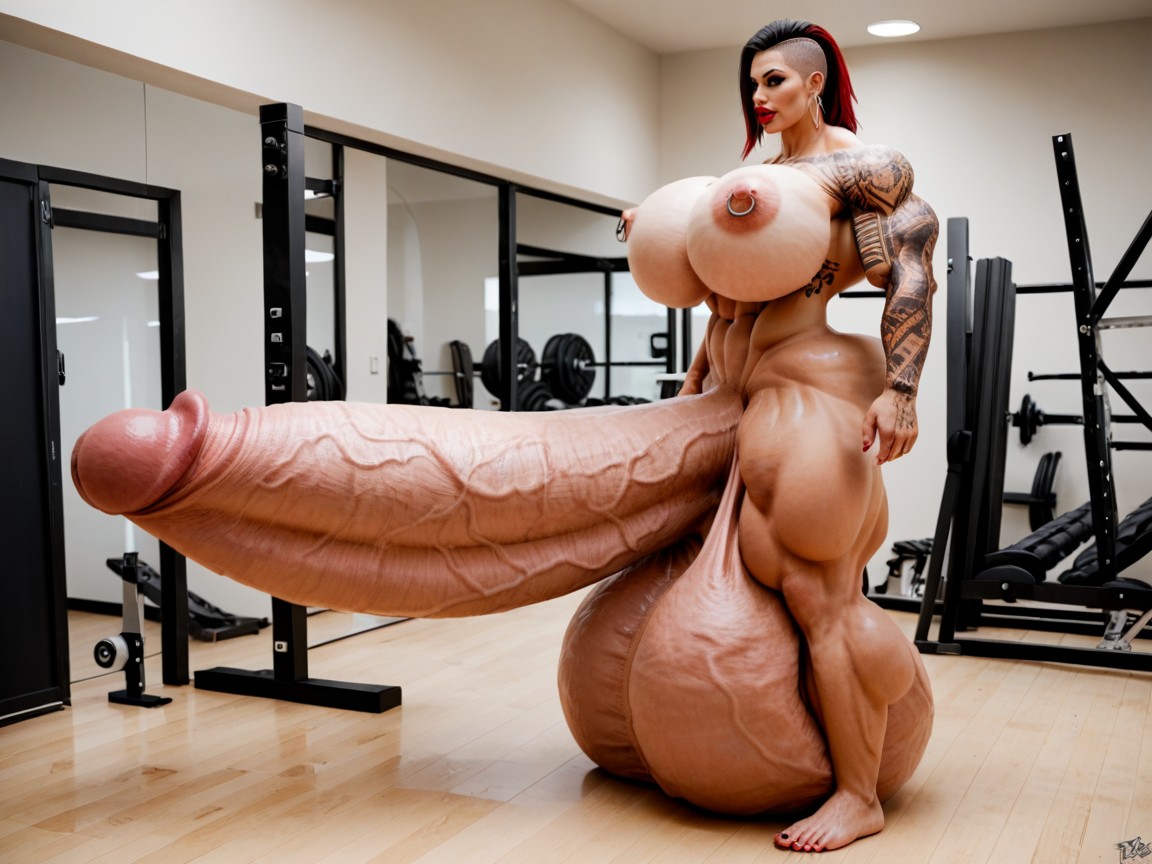 肌肉发达, Penis Gigantic Then Torso, Hyper Growth 人妖AI黃片