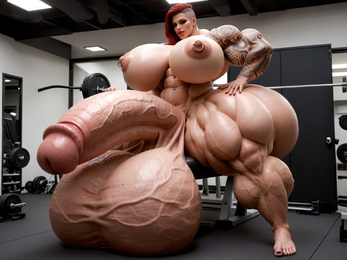 Hyper Growing, Giant Bulging Penis, Hyper Absurdly Oversized Enormous Gigantic Massive Abs Porno IA transsexuelle