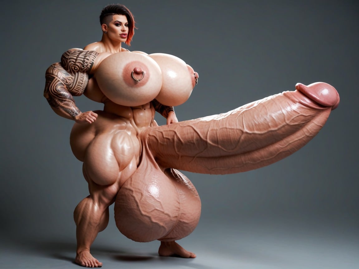 Hyper Muscle Growth, Pénis Maior Do Que O Corpo, 18+ Travesti IA Pornô