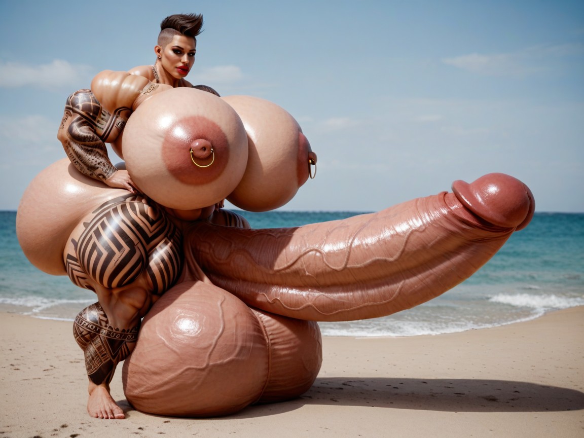 Hyper Bimbo, Hyper Monster Oversized Enormous Gigantic Massive Lips, Ultra Detail Face Porno IA transsexuelle