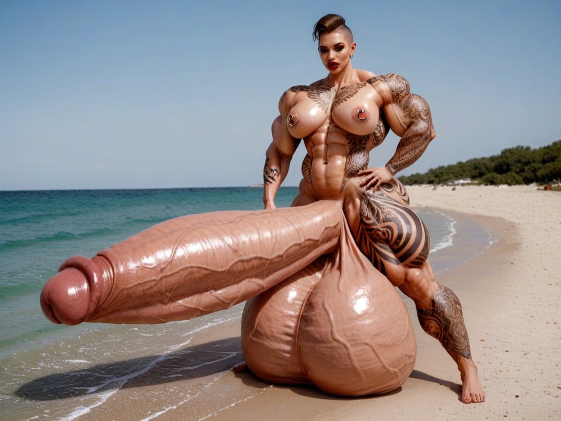 Hyper Monster Oversized Extremely Enormous Gigantic Massive Muscle, Hyper Gigantic Penis, Hyper Monster Oversized Enormous Gigantic Massive Abs Shemale AI Porn