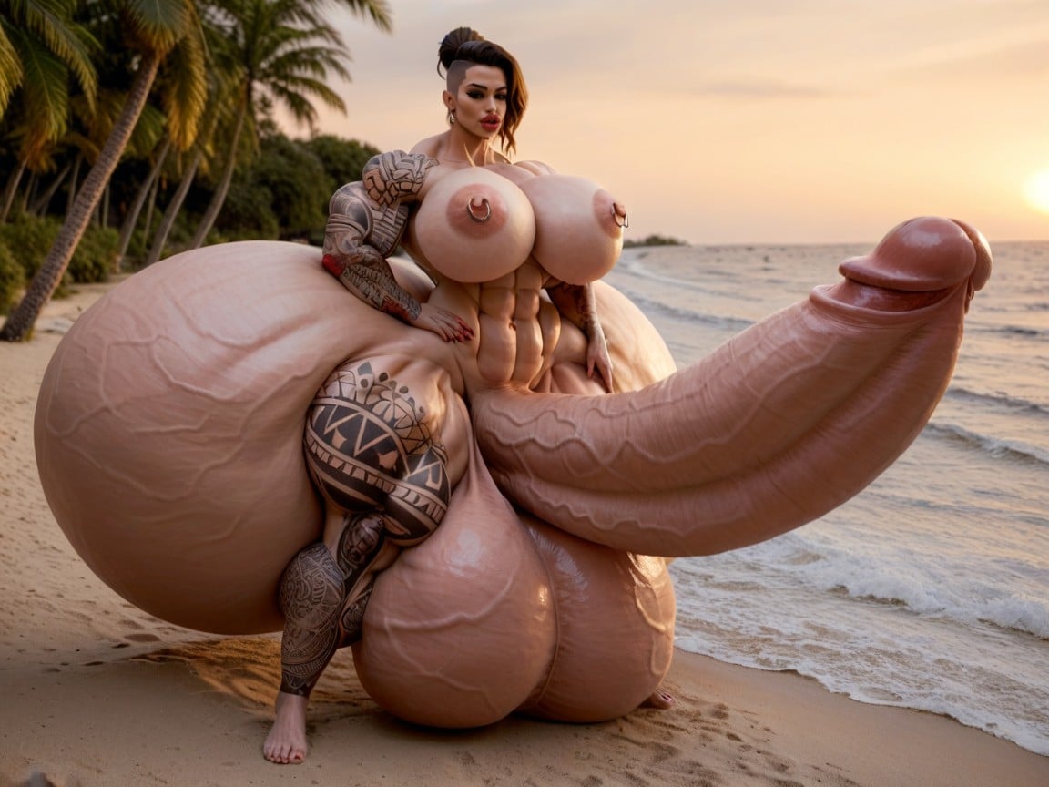 Hyper Oversized Enormous Gigantic Massive Wide Penis, Penis Is Just Way Too Gigantic, Hyper Muscle Growth Travesti IA Pornô