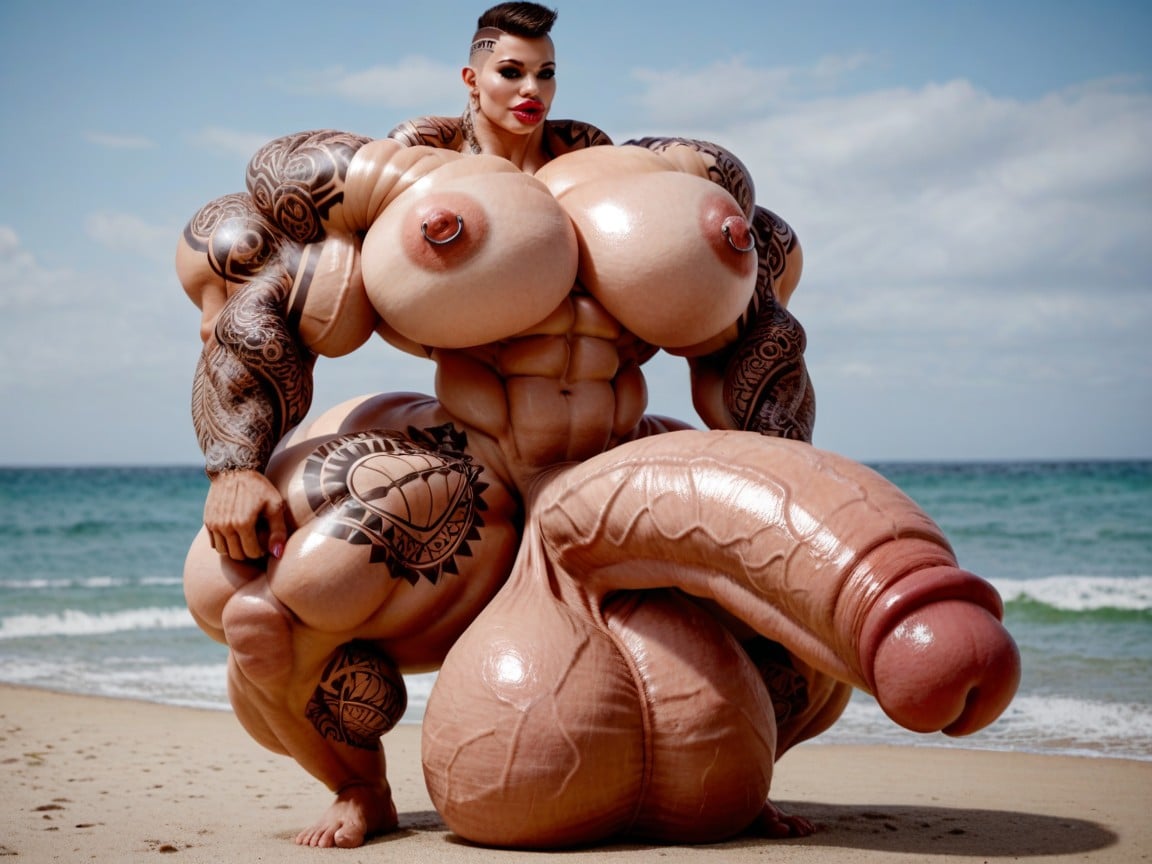Gorgeous Eyes, Hyper Gigantic Massive Penis, Ultra Detail Face Porno IA transsexuelle