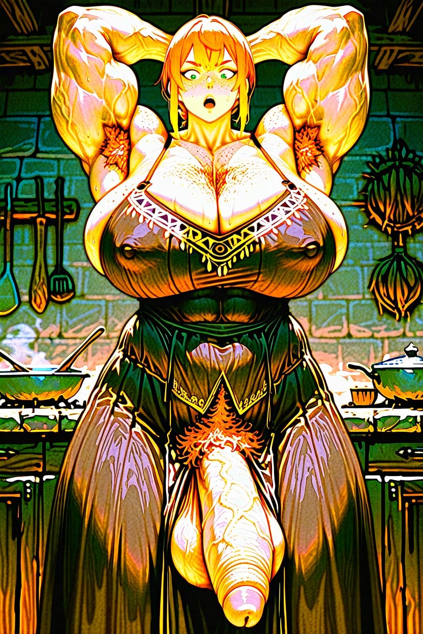 Medieval Kitchen, Surpris, Gigantic Abdominal Obliques Porno IA transsexuelle