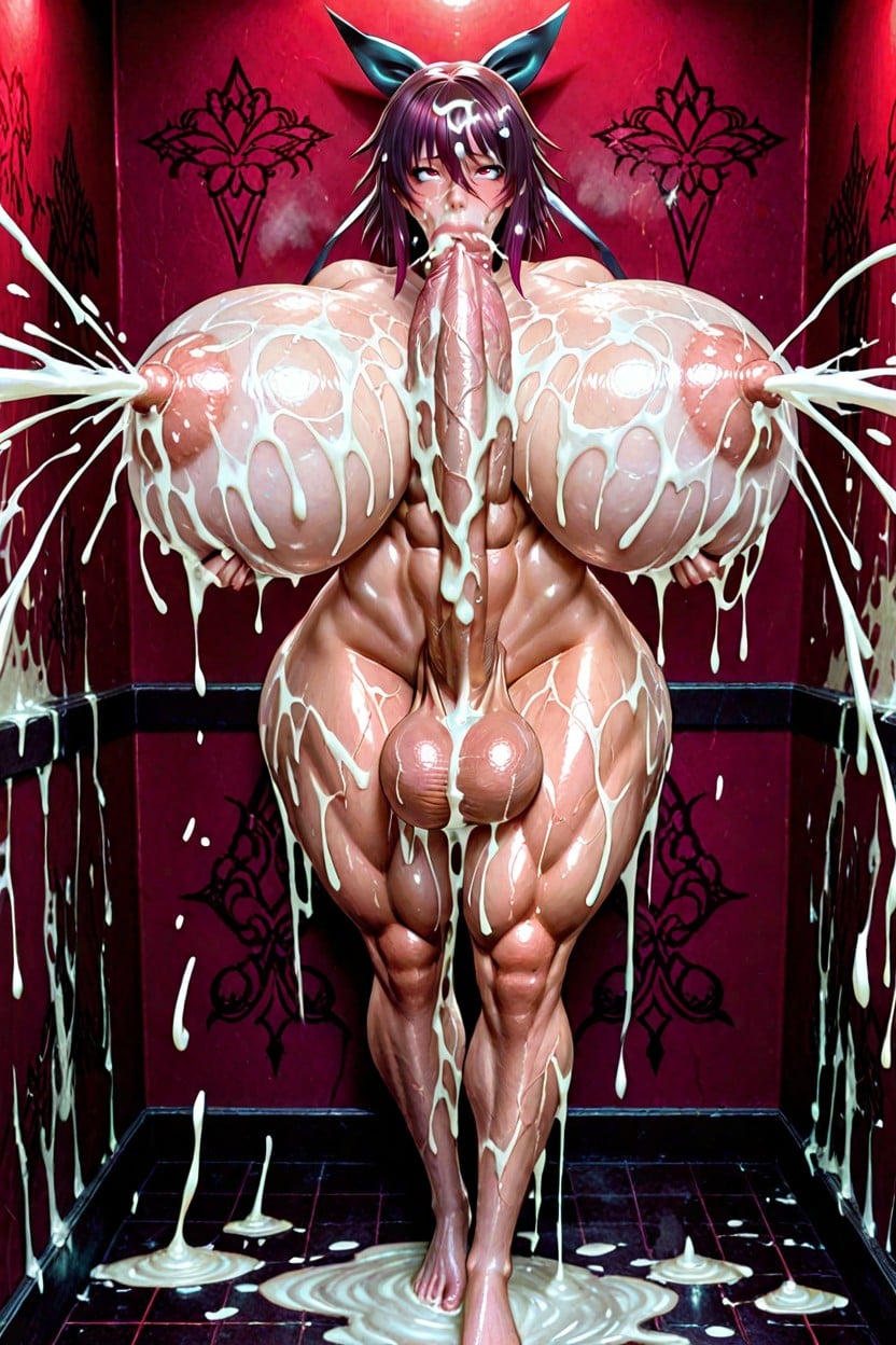 Milk Spraying From Tits, Cum Dripping Crotch, Shiny Wet Skin Porno IA transsexuelle