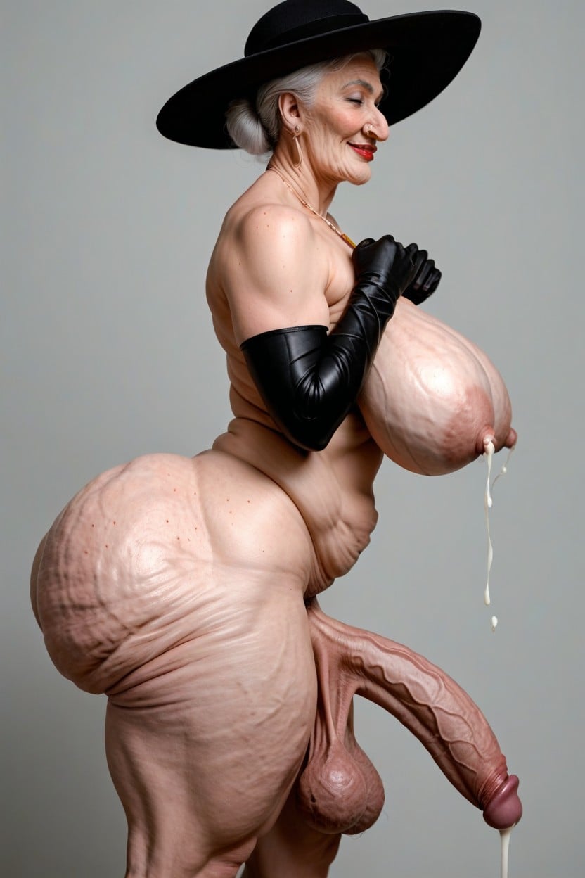 Hyper Curvy, Cellulite On Breasts, Shriveled Balls Shemale AI Porn