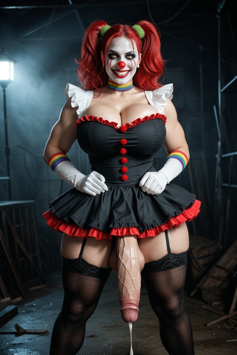 Hyper Gigantic Uncut Penis, 18+, Clown Makeup Porno IA transsexuelle