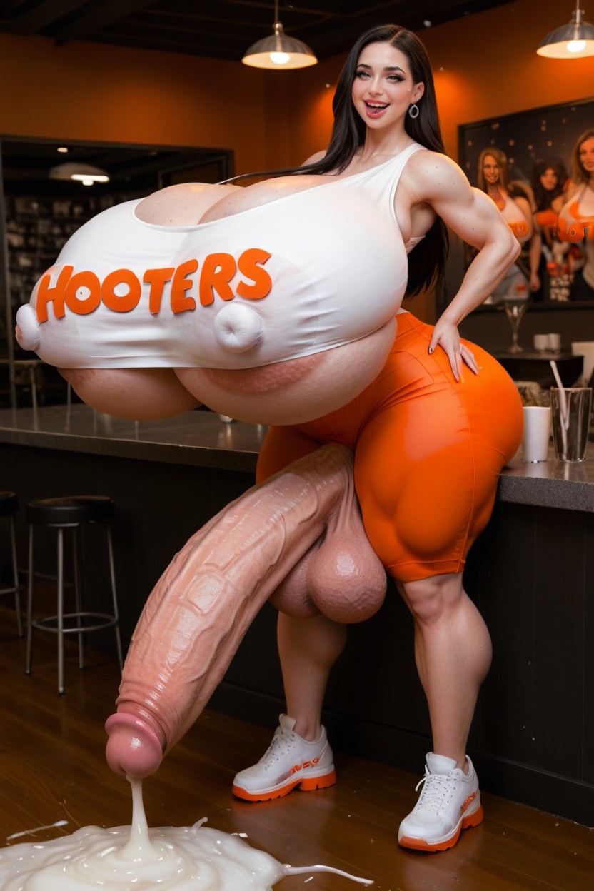 Most Of Cock Is Resting On The Floor Because It Is So Big, Extreme Hyper Massive Cock Growth, Éjaculation Porno IA transsexuelle