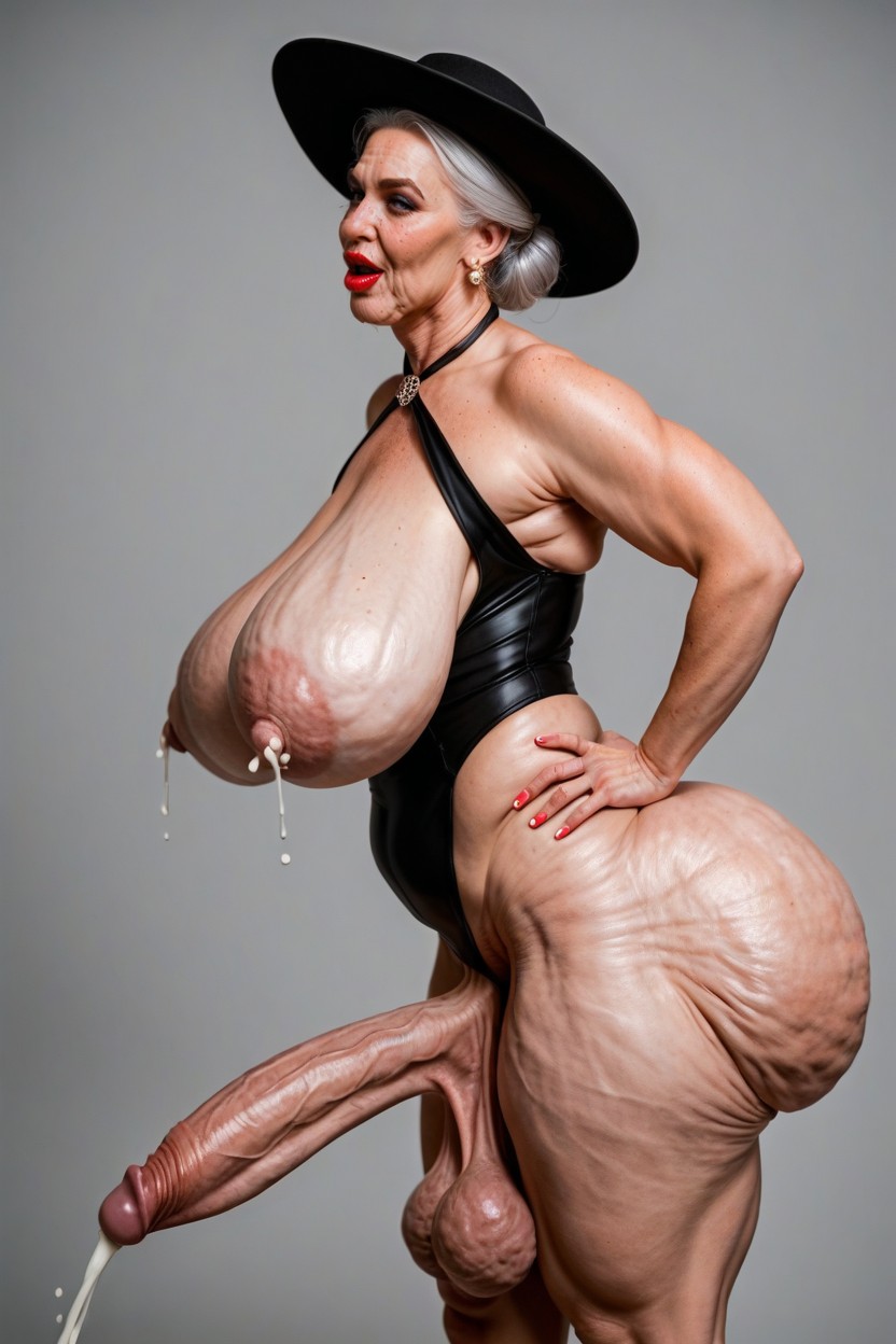 Orgasme, Swollen Puffy Nipples, Black Latex Gloves Porno IA transsexuelle